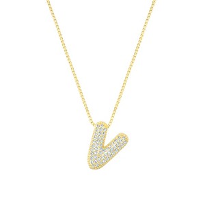 Adornia 14k Gold Plated Pave Bubble Letter - 1 of 1