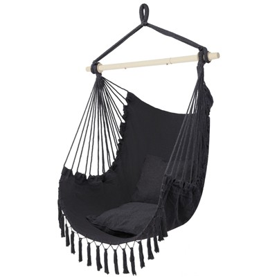 Slickblue Portable Hanging Chair, Lightweight Tassel Pillow Support, Air Chair, Modern, Beige or Gray