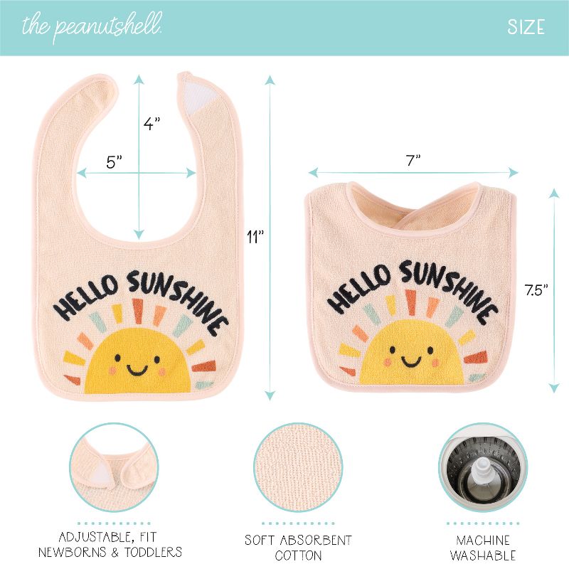 The Peanutshell Unisex Terry Bibs, 18 Pack for Feeding, Teething, or Drooling|Neutrals/Hello Sunshine, 3 of 9