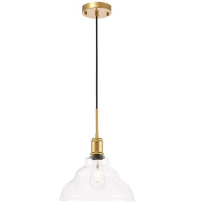 Elegant Lighting Gil 1 light Brass and Clear seeded glass pendant