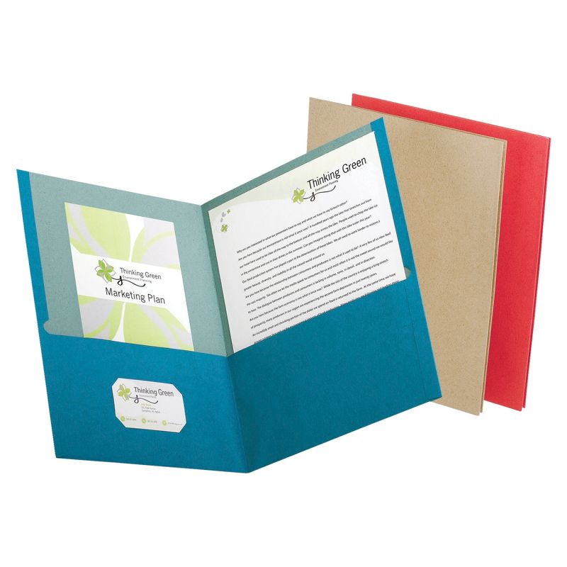 Oxford Earthwise Recycled 2-Pocket Folder, Assorted Colors, Set of 25, 2 of 3