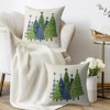 Christmas Pillow Covers 18X18 Set of 2, Green Blue Xmas Tree Buffalo Plaid Print - 3 of 4