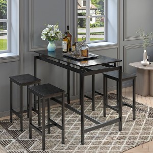 PAGED Modern 5PC Dining Table with 1 Bar Table and 4 Bar Stools, Counter Stools Set for Dining Room - 1 of 4