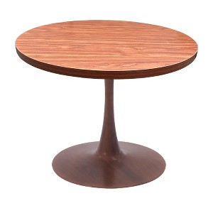 LeisureMod Bristol 36" Round Dining Table with MDF Top and Walnut Steel Pedestal Base for Modern Kitchen and Dining Room - 1 of 4