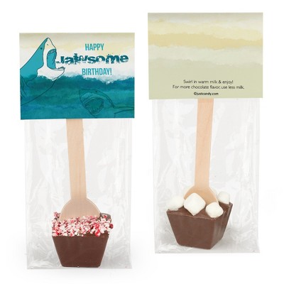12 Pcs Birthday Hot Chocolate Spoons Dark Chocolate Crushed Peppermint Shark