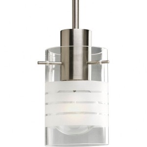 Progress Lighting Fairview 1-Light Mini-Pendant, Brushed Nickel, Clear and Etched Glass Shade - 1 of 2