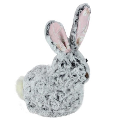 Northlight 8" Plush Floral Eared Bunny Easter Rabbit Spring Figure - Gray/Pink