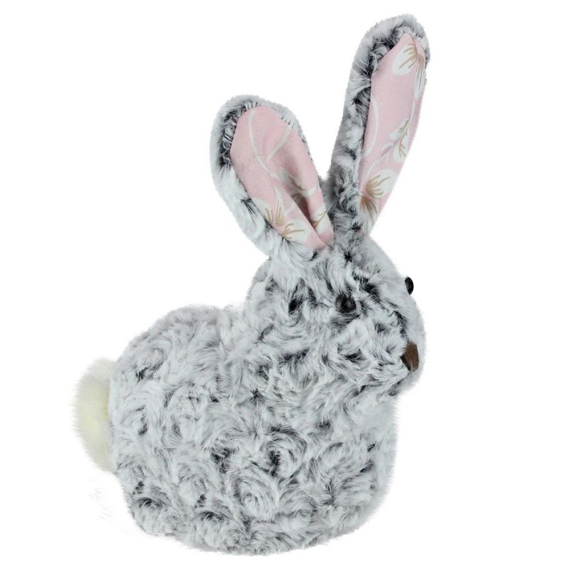 Northlight 8" Plush Floral Eared Bunny Easter Rabbit Spring Figure - Gray/Pink, 1 of 4