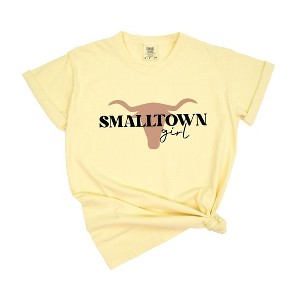 Simply Sage Market Women's Small Town Girl Bull Short Sleeve Garment Dyed Tee - 1 of 2