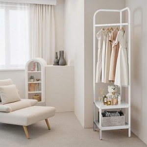 Corner Coat Racks, Heavy Duty Clothing Rack, Freestanding Garment Rack, Metal Clothes Racks Shoes Shelf Organizer for Entryway Bedroom - 1 of 4