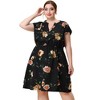 Agnes Orinda Women's Plus Size Casual Floral Tie Waist Short Sleeve Knee Length A Line Dresses - 3 of 4