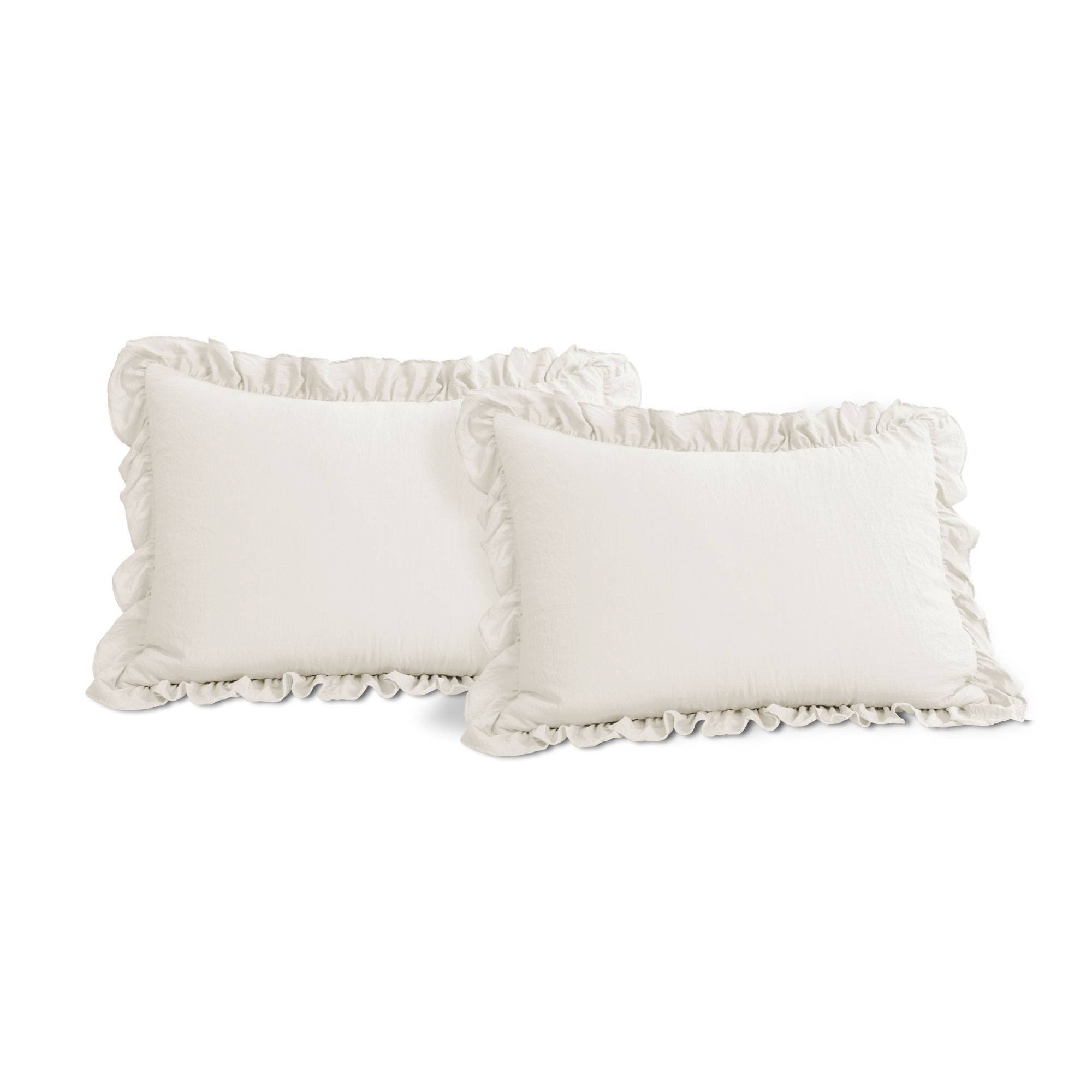 Lush Décor 3pc California King Reyna Comforter Set White: Ruffled Microfiber, Machine Washable