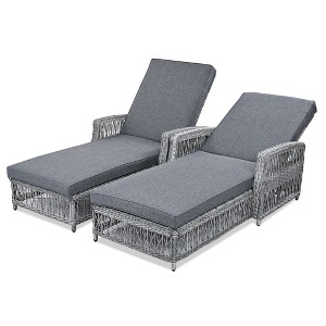 Infurnic Patio Chaise Lounges, Outdoor Patio Single Sofa with Cushions,  All Weather Rattan Chairs for Garden Backyard, Gray, 61.02"*25.6"*37.4" - 1 of 4