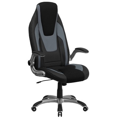 Executive Swivel Office Chair Black & Gray Vinyl - Flash Furniture