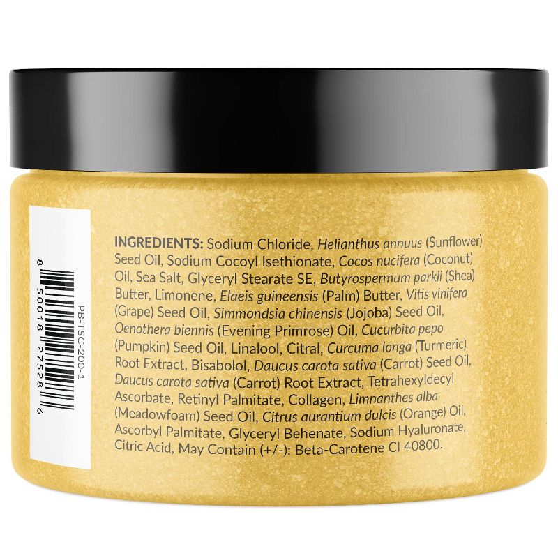 Turmeric Body Scrub with Collagen & Coconut Oil, Exfoliate Hydrate & Polish Skin, Unscented, Pure Biology, 12oz, 3 of 7