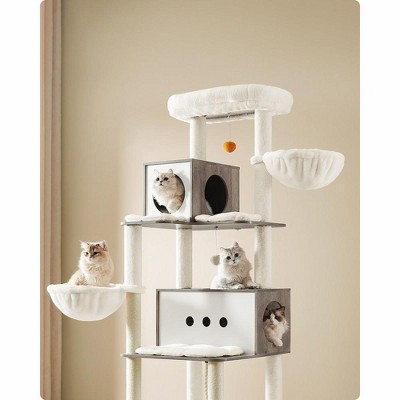 Heather Greige Multi-Level Cat Tower with Sisal Posts