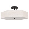 PAKOKULA Farmhouse 17.7 in. 3-Light Matte Black Semi-Flush Mount Ceiling Light With Hexagonal Linen Fabric Shade - 2 of 4
