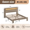 FURNIinspire Beds Modern Queen Bed Frame, Wood Platform Bed with Simple Headboard, Noise Free, No Box Spring Needed, Grey, 86.5"*60"*40.3" - 3 of 4
