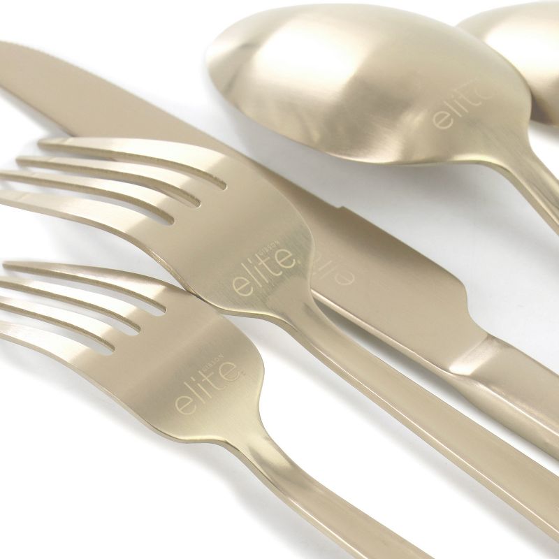 Gibson Elite Earlston 20 Piece Stainless Steel Flatware Set in Champagne Gold, 4 of 7