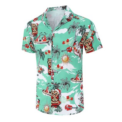 Clearlove Men's Hawaiian Shirt Short Sleeves Printed Button Down Summer Beach Dress Shirts