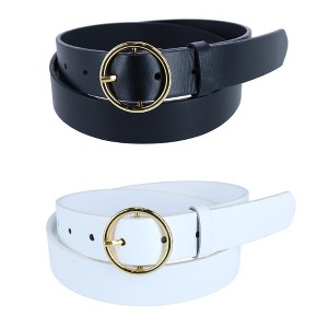 CTM Women's Thick Rounded Buckle Belt (Pack of 2) - 1 of 4
