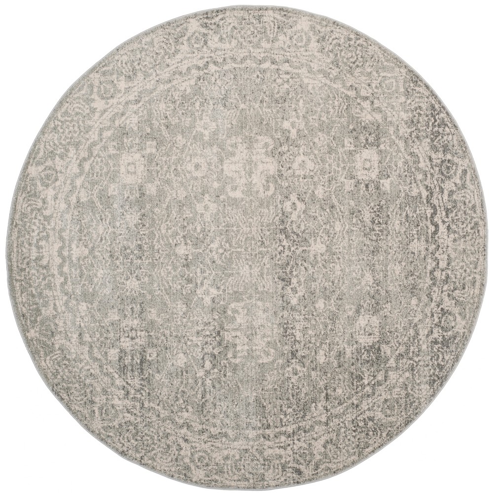 9'x9' Round Asteria Evoke Rug Silver/Ivory Round - Safavieh