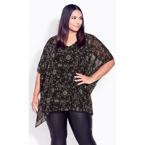 AVENUE | Women's Plus Size Bella Overlay Top - black - 30W/32W