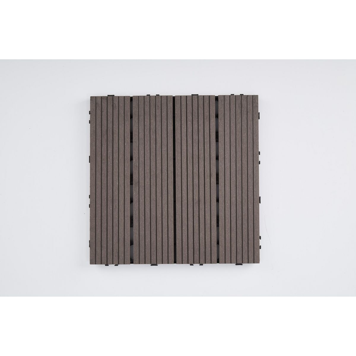 Grooved Interlocking Composite Deck Tiles, Snap-In Outdoor Patio Flooring Tiles for Balcony, Backyard & Walkway Renovation