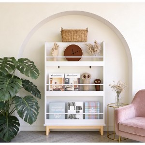 Airsurfer 4-Tier White Bookshelf Modern Decorative Organizer Shelf Storage Solution for Home Office - 1 of 4