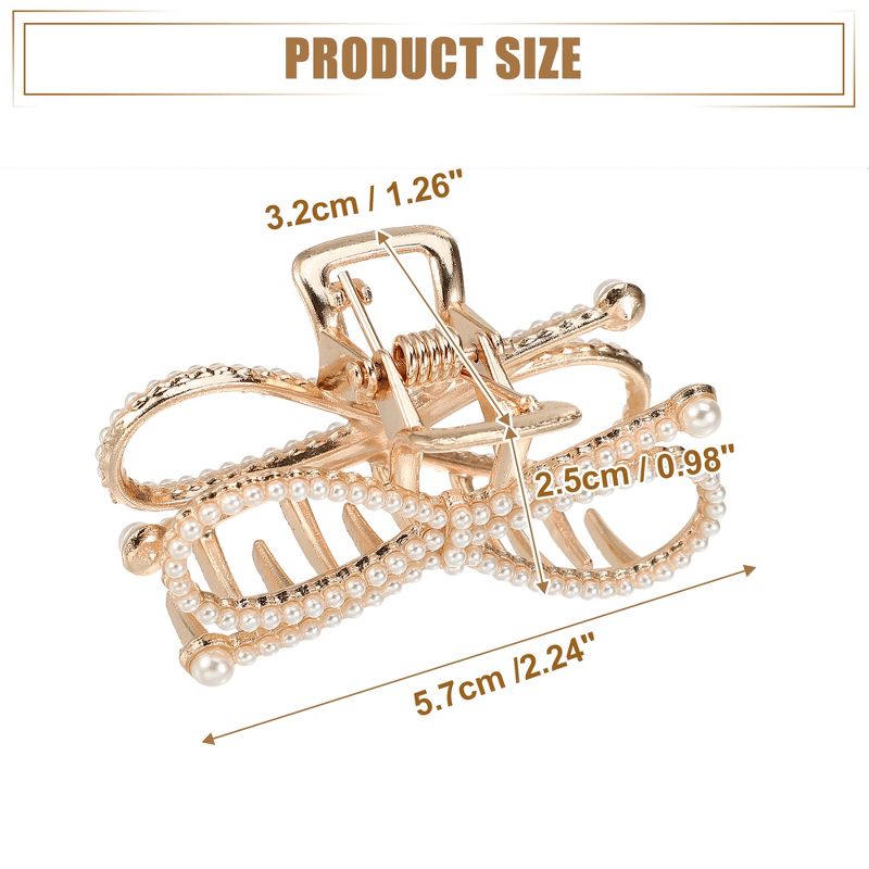 Unique Bargains Women's Faux Pearl Butterfly Metal Hair Clips Rose Gold Tone 1 Pc, 5 of 7
