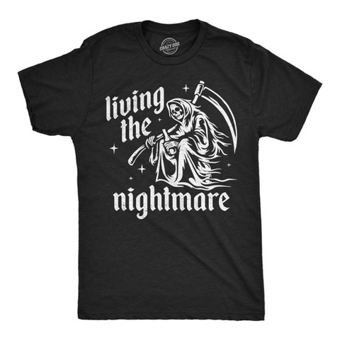 Мужские футболки Crazy Dog T-Shirts, Inc. Mens Funny T Shirts Living The Nightmare Sarcastic Grim Reaper Graphic Tee for Men - Crazy Dog Men's T Shirt Sarcastic Gift Black L
