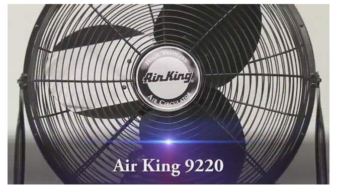 Air King 18 Inch 1/6 Horsepower 3-Speed Indoor Industrial and Commercial Open Motor Pivoting Warehouse Garage Steel Floor Fan, Black, 2 of 8, play video