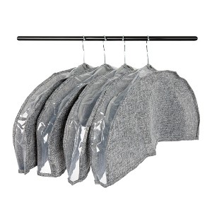 Household Essentials Hanging Garment Shoulder Dust Covers for Closet, Set of 4, Graphite grey - 1 of 4