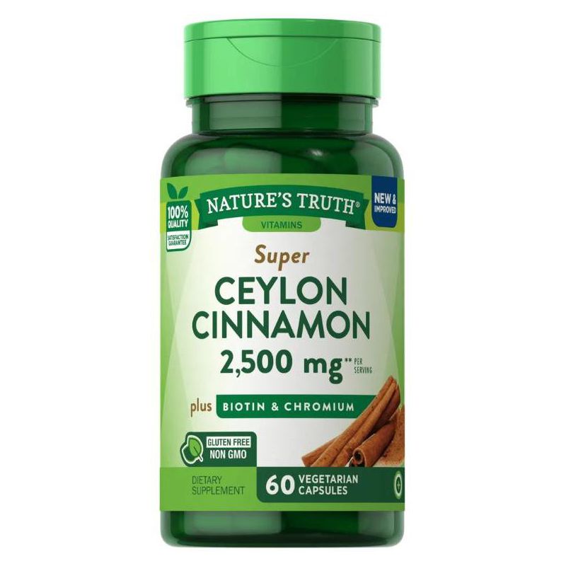 Nature's Truth Ceylon Cinnamon 2500mg | plus Biotin and Chromium | 60 Capsules, 1 of 4