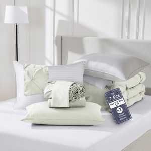 Nestl 9 Piece Comforter Set, Pinch Pleated Bedding Set, Bed in a Bag, Comforter Set with Down Alternative Pillows - 1 of 4