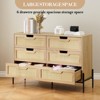 Coucheta Natural Rattan 6 Drawer Double Dresser, Wooden Chest of Drawer, Farmhouse Storage Cabinet with Solid Metal Legs, Modern Storage Unit - 2 of 4