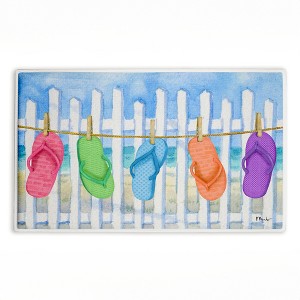 Stupell Industries Flip Flop Summer Clothesline Printed Plush Bathroom Floor Mat, design by Paul Brent - 1 of 4