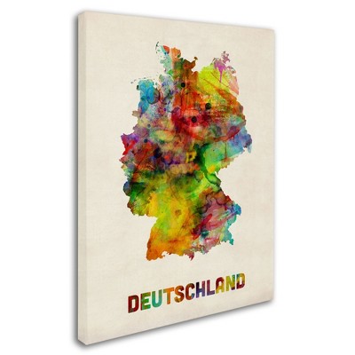 Trademark Fine Art -Michael Tompsett 'Germany Watercolor Map' Canvas Art
