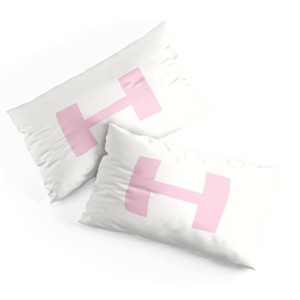 Deny Designs King April Lane Art Block Pink Monogram H Microfiber Printed Pillow Sham - 1 of 3