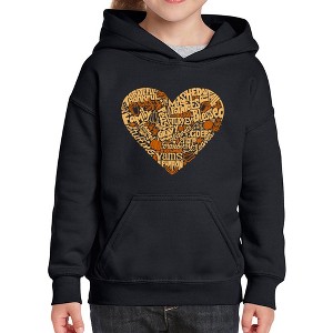 LA Pop Art Thanksgiving Heart - Girl's Word Art Hooded Sweatshirt - 1 of 4