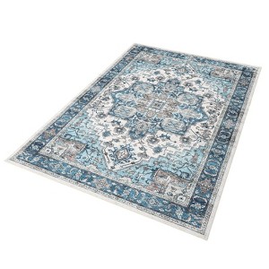 Area Rug, Machine Washable Rug for Living Room, Vintage Florals Accent Carpet, Low Pile Front Door Mat, Kitchen Rugs Non Slip Washable - 1 of 4