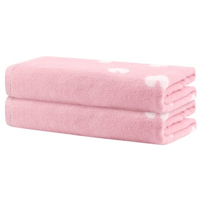 Unique Bargains 100% Cotton Cartoon Pattern Highly Absorbent Quick Dry Bath Towel 2 Pcs