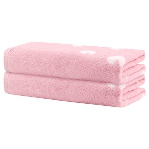Unique Bargains 100% Cotton Cartoon Pattern Highly Absorbent Quick Dry Bath Towel 2 Pcs - 1 of 4