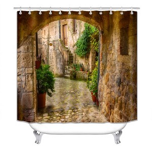 Quiet Street Corner Shower Curtains for Bathroom Waterproof Fabric Bath Curtain Durable Soft Stylish Bathroom Decor 72x72 Inch - 1 of 1