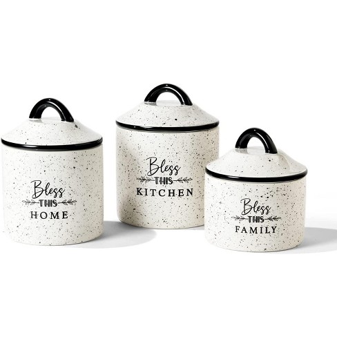 Flour And Sugar Canisters - Foter  Stoneware canister set, Kitchen canister  sets, Flour canister set