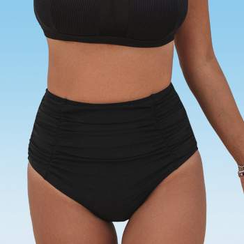 Women's Shirred High Waist Available in Plus Bikini Bottom Swimsuit (XS-4XL) - Cupshe