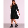 Allegra K Women's Scoop Neck Pocket Puff Sleeves Smocked Casual Midi Dress - 3 of 4