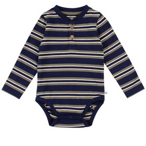 RuggedButts Baby Boys Knit Long Sleeve 2-Button Henley Bodysuit - 1 of 4