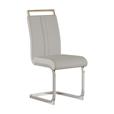 NicBex Set of 2 Dining Chair Upholstered Faux Leather Kitchen Side Chair with C-Shaped Tube Plating Metal Legs for Dining Room