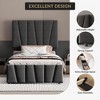 Twin Size Bed Frame, Linen Upholstered Platform Bed Frame with 2 Storage Drawers and Adjustable Headboard, Wooden Slats Supports Bed Base, No Box - 4 of 4
